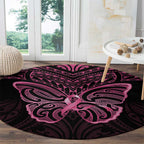 New Zealand Breast Cancer Awareness Round Carpet Maori Butterfly Pink Ribbon Black Version - Aussie Hoodie
