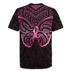 New Zealand Breast Cancer Awareness Rugby Jersey Maori Butterfly Pink Ribbon Black Version - Aussie Hoodie