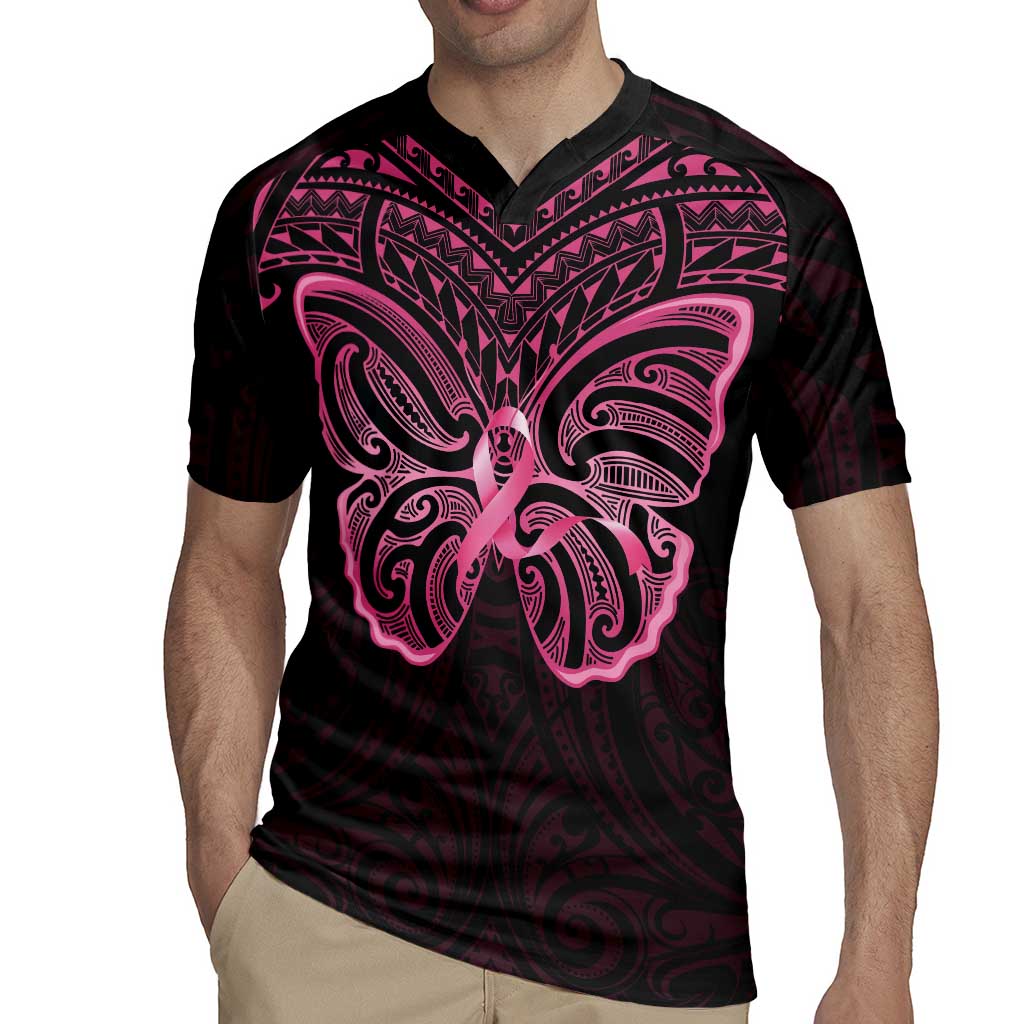 New Zealand Breast Cancer Awareness Rugby Jersey Maori Butterfly Pink Ribbon Black Version - Aussie Hoodie