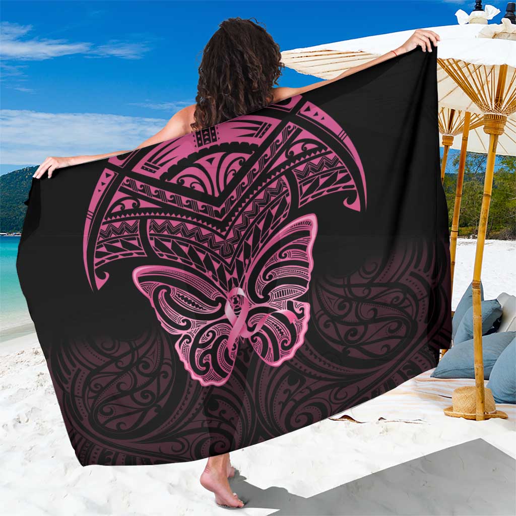 New Zealand Breast Cancer Awareness Sarong Maori Butterfly Pink Ribbon Black Version - Aussie Hoodie