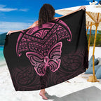 New Zealand Breast Cancer Awareness Sarong Maori Butterfly Pink Ribbon Black Version - Aussie Hoodie