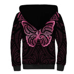 New Zealand Breast Cancer Awareness Sherpa Hoodie Maori Butterfly Pink Ribbon Black Version - Aussie Hoodie
