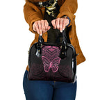 New Zealand Breast Cancer Awareness Shoulder Handbag Maori Butterfly Pink Ribbon Black Version - Aussie Hoodie