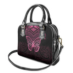 New Zealand Breast Cancer Awareness Shoulder Handbag Maori Butterfly Pink Ribbon Black Version - Aussie Hoodie