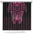 New Zealand Breast Cancer Awareness Shower Curtain Maori Butterfly Pink Ribbon Black Version - Aussie Hoodie