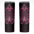 New Zealand Breast Cancer Awareness Skinny Tumbler Maori Butterfly Pink Ribbon Black Version - Aussie Hoodie