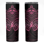 New Zealand Breast Cancer Awareness Skinny Tumbler Maori Butterfly Pink Ribbon Black Version - Aussie Hoodie