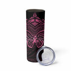 New Zealand Breast Cancer Awareness Skinny Tumbler Maori Butterfly Pink Ribbon Black Version - Aussie Hoodie