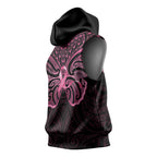 New Zealand Breast Cancer Awareness Sleeveless Hoodie Maori Butterfly Pink Ribbon Black Version - Aussie Hoodie