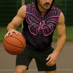 New Zealand Breast Cancer Awareness Sleeveless Zip Hoodie Maori Butterfly Pink Ribbon Black Version LT14