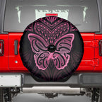 New Zealand Breast Cancer Awareness Spare Tire Cover Maori Butterfly Pink Ribbon Black Version - Aussie Hoodie