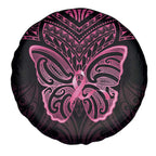 New Zealand Breast Cancer Awareness Spare Tire Cover Maori Butterfly Pink Ribbon Black Version - Aussie Hoodie
