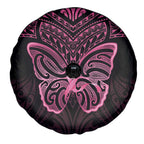New Zealand Breast Cancer Awareness Spare Tire Cover Maori Butterfly Pink Ribbon Black Version - Aussie Hoodie