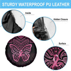 New Zealand Breast Cancer Awareness Spare Tire Cover Maori Butterfly Pink Ribbon Black Version - Aussie Hoodie