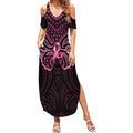 New Zealand Breast Cancer Awareness Summer Maxi Dress Maori Butterfly Pink Ribbon Black Version - Aussie Hoodie