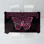 New Zealand Breast Cancer Awareness Tablecloth Maori Butterfly Pink Ribbon Black Version - Aussie Hoodie