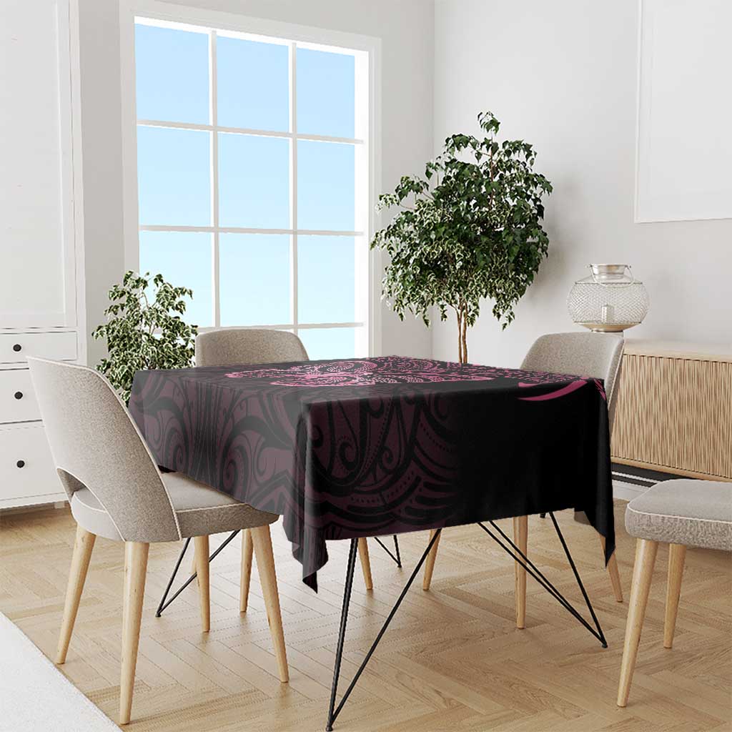 New Zealand Breast Cancer Awareness Tablecloth Maori Butterfly Pink Ribbon Black Version - Aussie Hoodie
