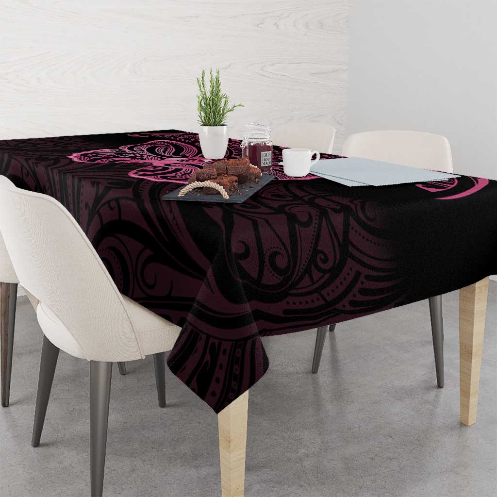 New Zealand Breast Cancer Awareness Tablecloth Maori Butterfly Pink Ribbon Black Version - Aussie Hoodie
