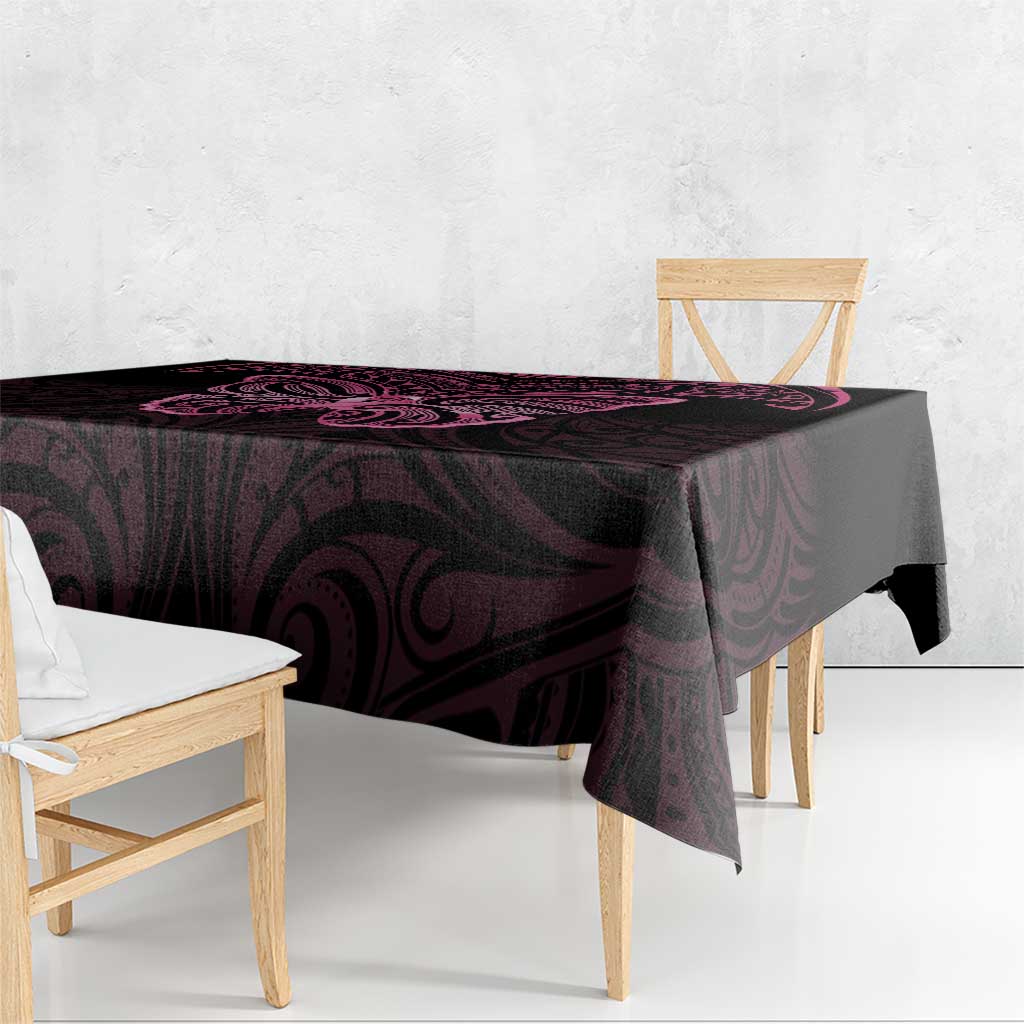 New Zealand Breast Cancer Awareness Tablecloth Maori Butterfly Pink Ribbon Black Version - Aussie Hoodie