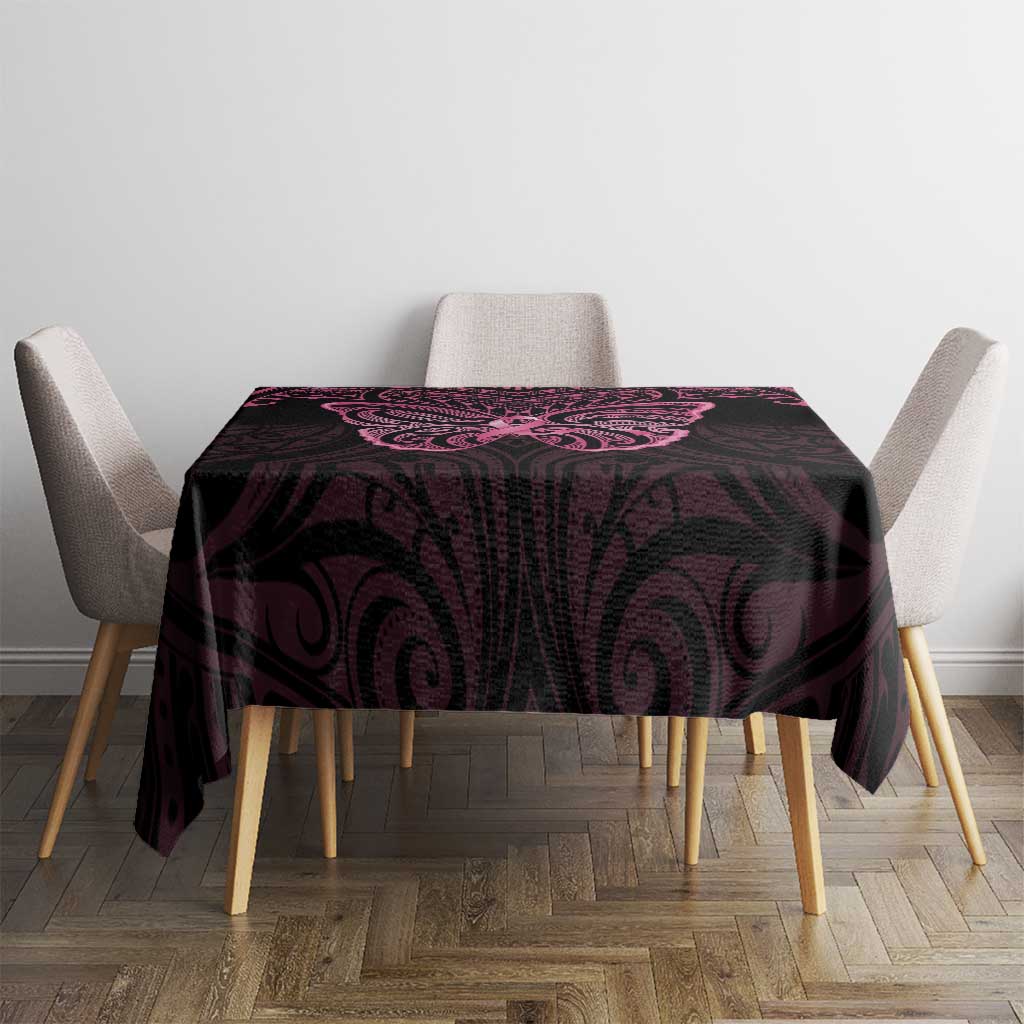 New Zealand Breast Cancer Awareness Tablecloth Maori Butterfly Pink Ribbon Black Version - Aussie Hoodie