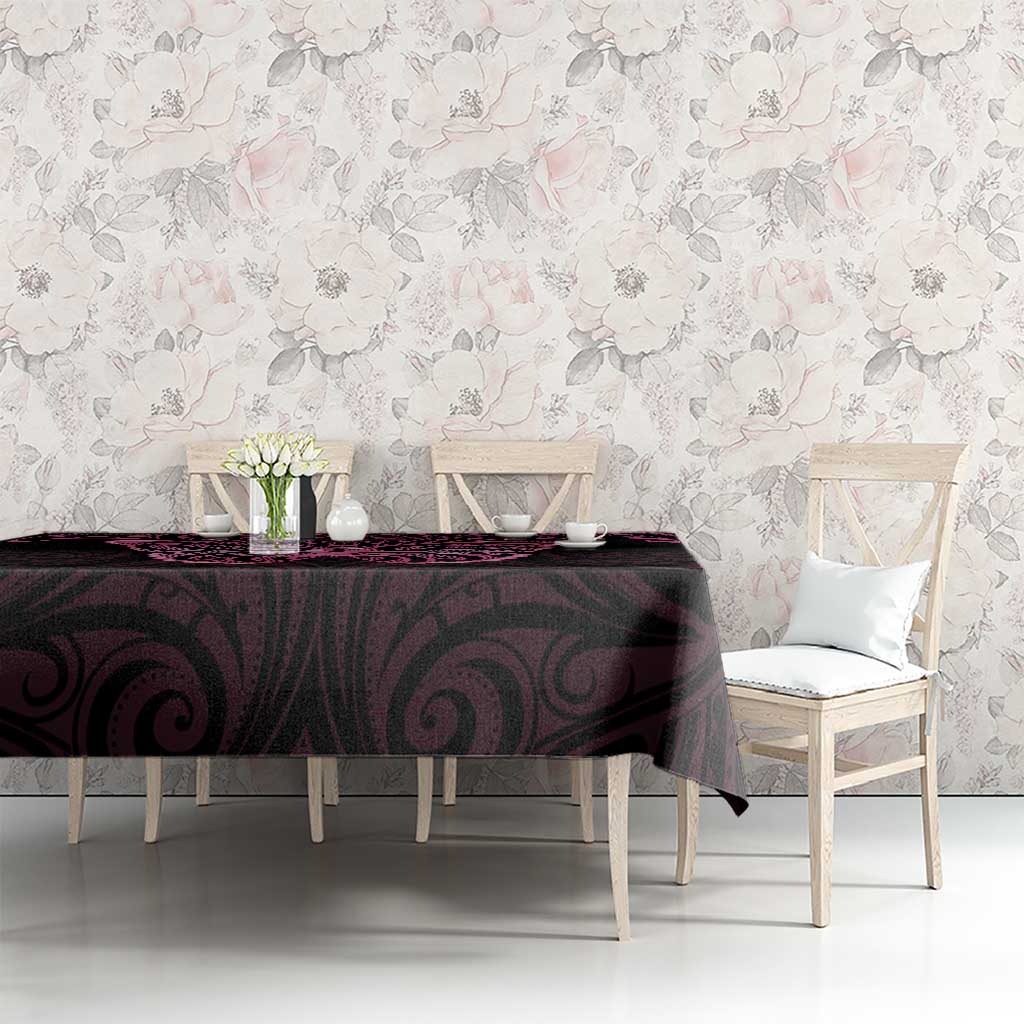 New Zealand Breast Cancer Awareness Tablecloth Maori Butterfly Pink Ribbon Black Version - Aussie Hoodie