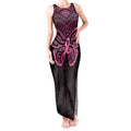 New Zealand Breast Cancer Awareness Tank Maxi Dress Maori Butterfly Pink Ribbon Black Version - Aussie Hoodie