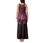 New Zealand Breast Cancer Awareness Tank Maxi Dress Maori Butterfly Pink Ribbon Black Version - Aussie Hoodie