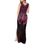 New Zealand Breast Cancer Awareness Tank Maxi Dress Maori Butterfly Pink Ribbon Black Version - Aussie Hoodie
