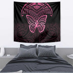 New Zealand Breast Cancer Awareness Tapestry Maori Butterfly Pink Ribbon Black Version - Aussie Hoodie