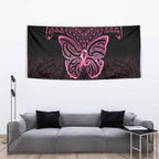 New Zealand Breast Cancer Awareness Tapestry Maori Butterfly Pink Ribbon Black Version - Aussie Hoodie