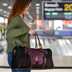 New Zealand Breast Cancer Awareness Travel Bag Maori Butterfly Pink Ribbon Black Version - Aussie Hoodie