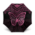 New Zealand Breast Cancer Awareness Umbrella Maori Butterfly Pink Ribbon Black Version - Aussie Hoodie