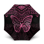 New Zealand Breast Cancer Awareness Umbrella Maori Butterfly Pink Ribbon Black Version - Aussie Hoodie