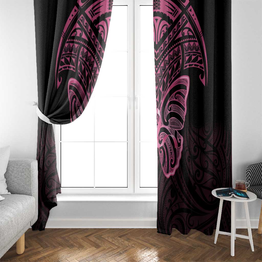 New Zealand Breast Cancer Awareness Window Curtain Maori Butterfly Pink Ribbon Black Version - Aussie Hoodie