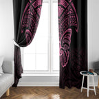 New Zealand Breast Cancer Awareness Window Curtain Maori Butterfly Pink Ribbon Black Version - Aussie Hoodie