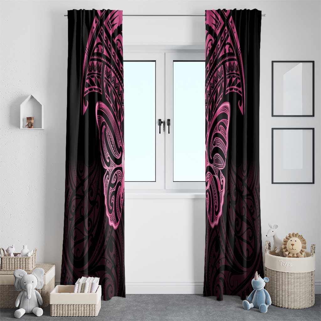 New Zealand Breast Cancer Awareness Window Curtain Maori Butterfly Pink Ribbon Black Version - Aussie Hoodie
