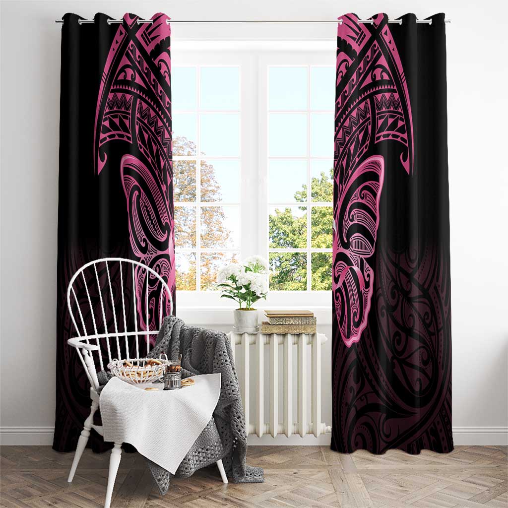 New Zealand Breast Cancer Awareness Window Curtain Maori Butterfly Pink Ribbon Black Version - Aussie Hoodie