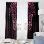 New Zealand Breast Cancer Awareness Window Curtain Maori Butterfly Pink Ribbon Black Version - Aussie Hoodie