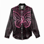 New Zealand Breast Cancer Awareness Women Casual Shirt Maori Butterfly Pink Ribbon Black Version - Aussie Hoodie