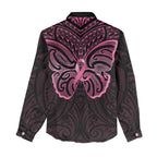 New Zealand Breast Cancer Awareness Women Casual Shirt Maori Butterfly Pink Ribbon Black Version - Aussie Hoodie