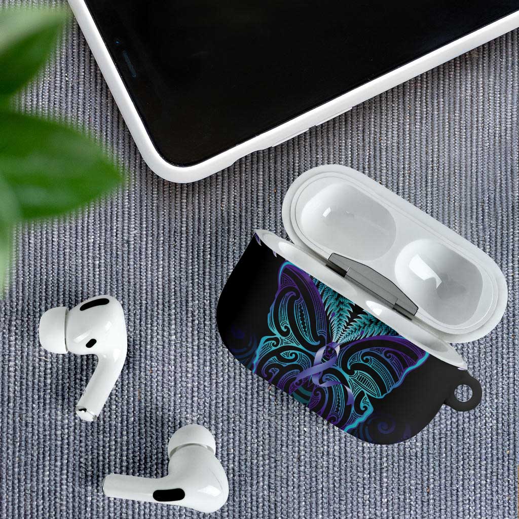 Suicide Prevention New Zealand AirPods Case Aotearoa Maori Butterfly Mix Silver Fern - Aussie Hoodie