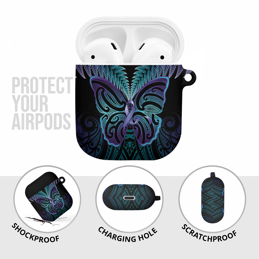 Suicide Prevention New Zealand AirPods Case Aotearoa Maori Butterfly Mix Silver Fern - Aussie Hoodie