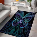 Suicide Prevention New Zealand Area Rug Aotearoa Maori Butterfly Mix Silver Fern - Aussie Hoodie