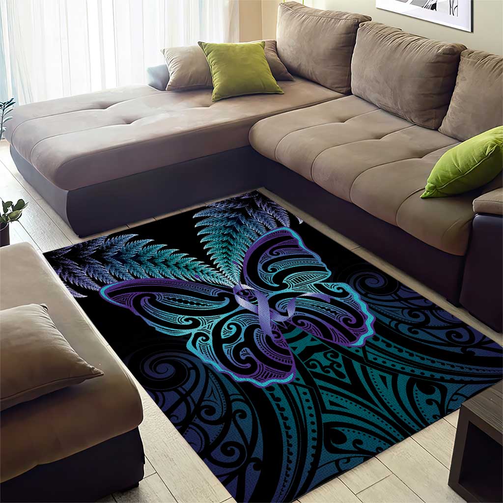 Suicide Prevention New Zealand Area Rug Aotearoa Maori Butterfly Mix Silver Fern - Aussie Hoodie