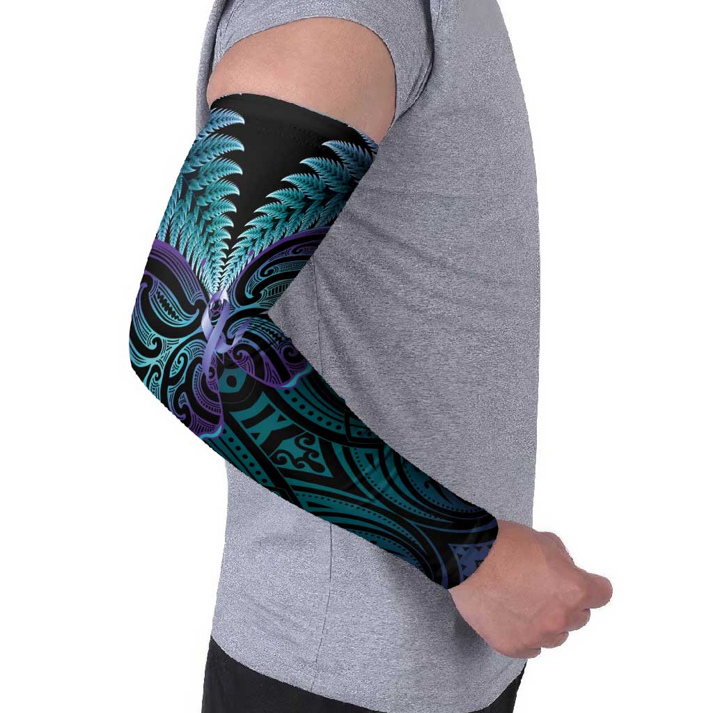 Suicide Prevention New Zealand Arm Sleeves Aotearoa Maori Butterfly Mix Silver Fern - Aussie Hoodie