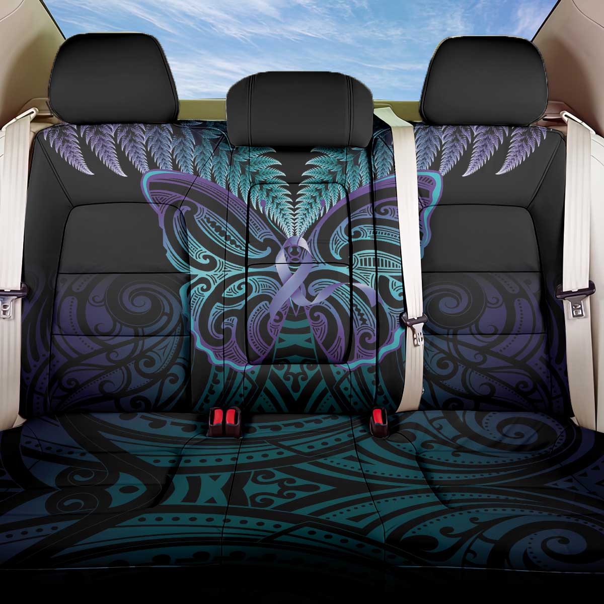 Suicide Prevention New Zealand Back Car Seat Cover Aotearoa Maori Butterfly Mix Silver Fern - Aussie Hoodie