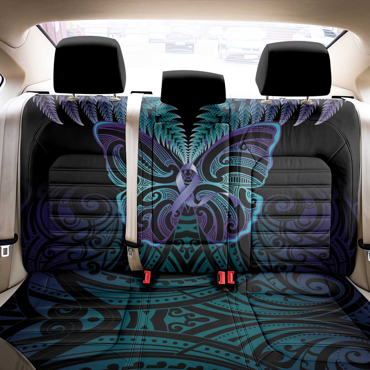 Suicide Prevention New Zealand Back Car Seat Cover Aotearoa Maori Butterfly Mix Silver Fern - Aussie Hoodie