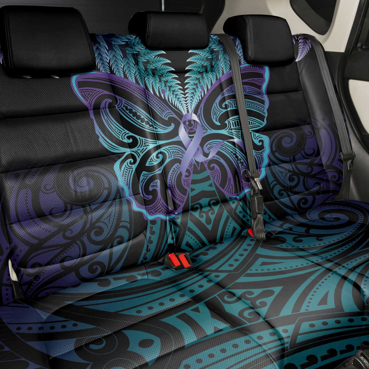 Suicide Prevention New Zealand Back Car Seat Cover Aotearoa Maori Butterfly Mix Silver Fern - Aussie Hoodie