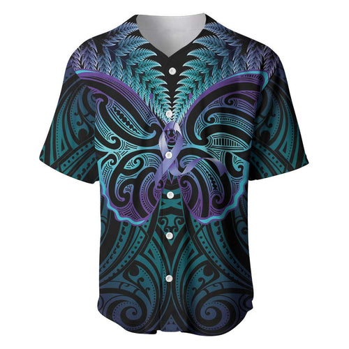 Suicide Prevention New Zealand Baseball Jersey Aotearoa Maori Butterfly Mix Silver Fern - Aussie Hoodie