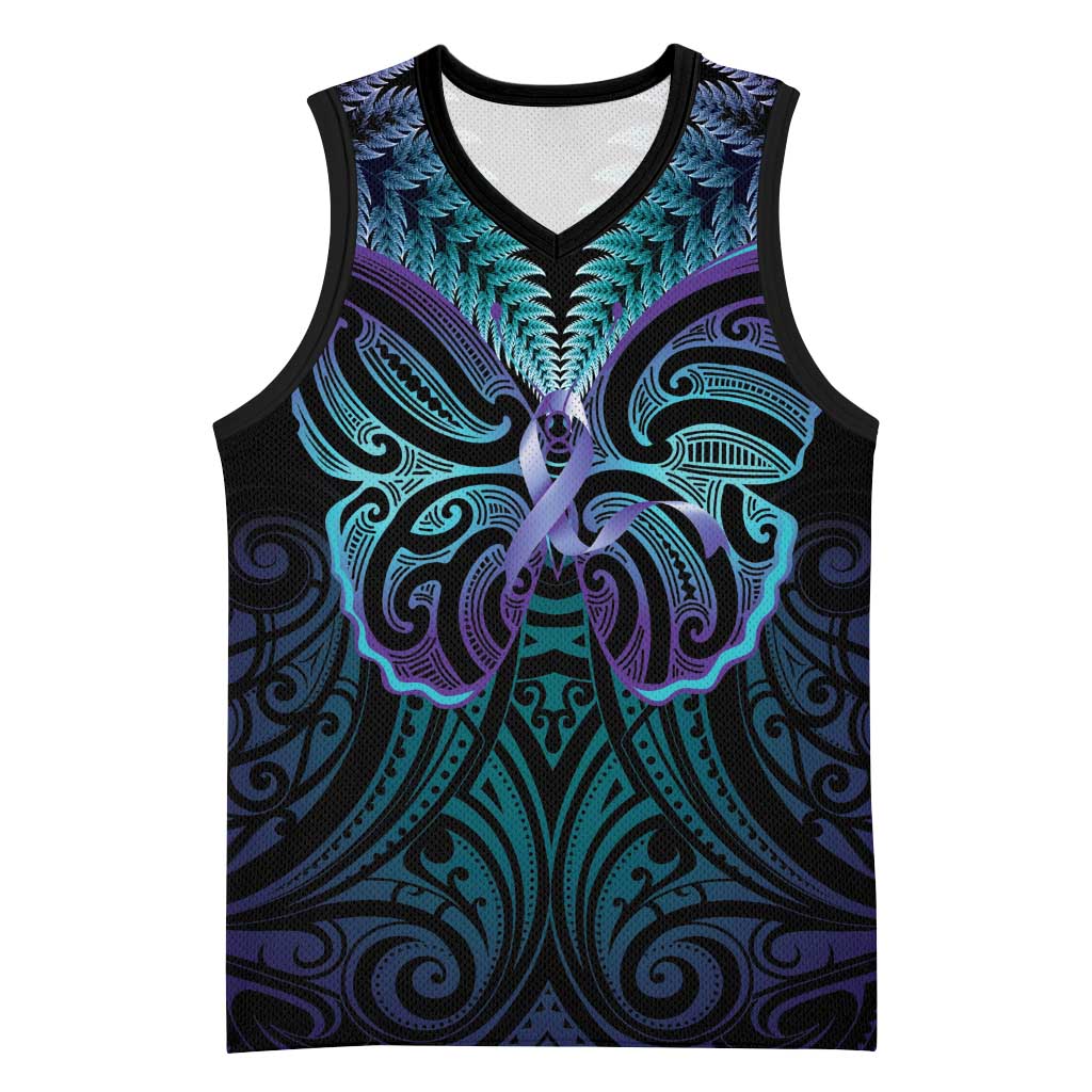 Suicide Prevention New Zealand Basketball Jersey Aotearoa Maori Butterfly Mix Silver Fern - Aussie Hoodie